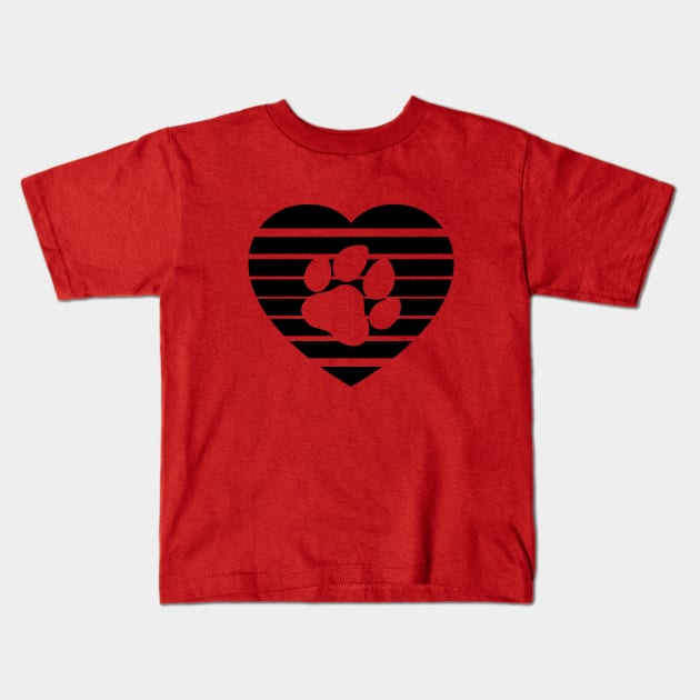Dog Paw Heart Valentine - Black Kids T-Shirt by skauff